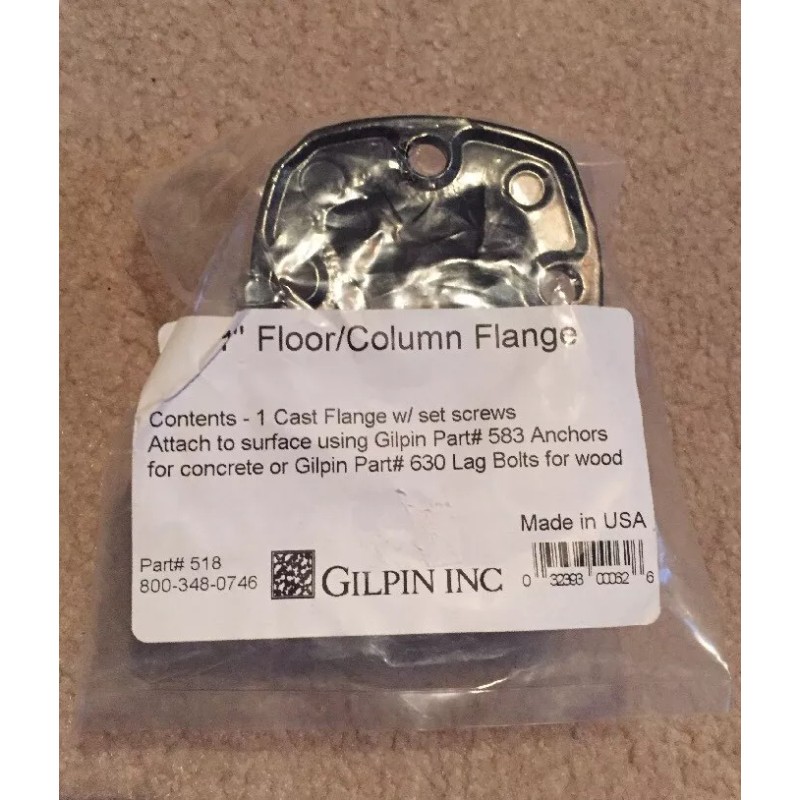 Gilpin Inc. 1" Black Floor Flange