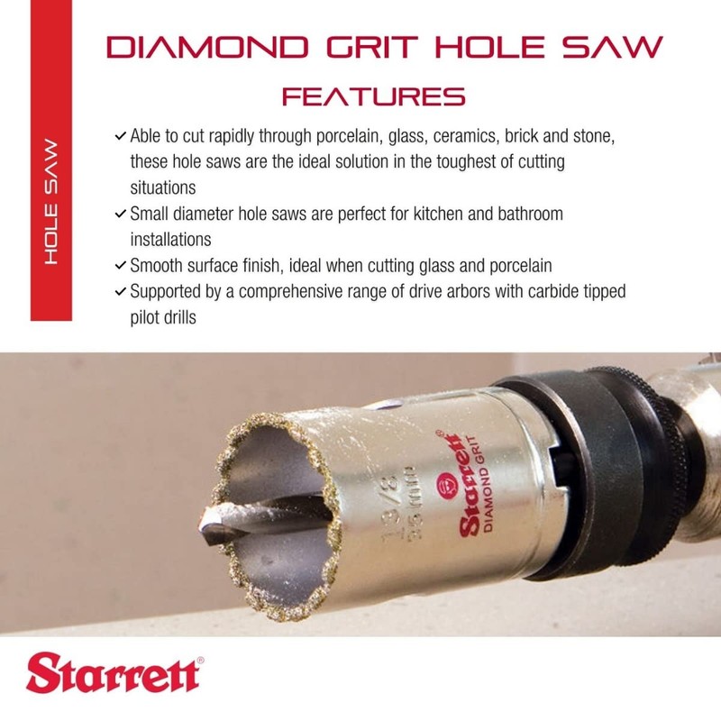Starrett Diamond Grit Hole Saw - Ideal for Drilling Small