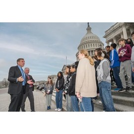 HISTORY GALORE 24x36 Gallery Poster, U.S. Senators Mark Warner and Tim Kaine, Both Former Governors, Meet with Students on The Steps of The U.S. Capitol
