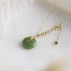 DAUMIER Natural Jade Donut Necklace for Women 14K Gold Plated