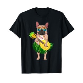 Hawaiian French Bulldog & Pineapple Ukulele Summer Vacation T-Shirt