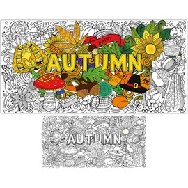 Thanksgiving Coloring Poster Mandala Autumn Giant Coloring Tablecloth Fall Jumbo Pumpkin Sunflower Leaves Coloring Pages for Kids Adults Activity Game Wall Decor Crafts School Party Supplies