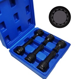 JEUCLEL 6PCS Impact Spline Bit Socket Set, M14 M16 M18 Metric 1/2-Inch Impact Triple Square Socket Kit, Cr-Mo Steel Lengthen Hex Screwdriver Socket Adapter