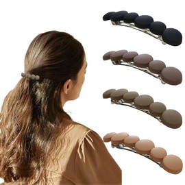French Hair Barrettes for Fine & Medium Hair – Matte Finish, No Slip, Everyday Elegant Hair Clips for Women – 4 Neutral Colors