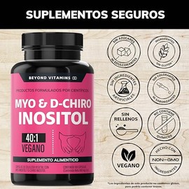 Inositol 401  Myo y D-Chiro Inositol Puro  180 cpsulas  Vitaminas para mujer  Suplemento Alimenticio Beyond Vitamins  Vegano  180 caps                