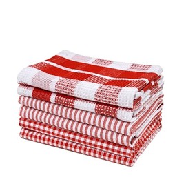 LANE LINEN Cotton Dish Towels for Drying Dishes - 6 Pack Soft Absorbent Kitchen Dish Cloths for Drying Dishes, Multi Purpose Kitchen Towel for Cleaning & Drying, 12"x12" - Christmas Red