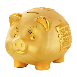 ORIJIRI Pig Money Bank Gold Interior Good Luck Money Up Bank Coin Money Cash Money Box Gold (L)