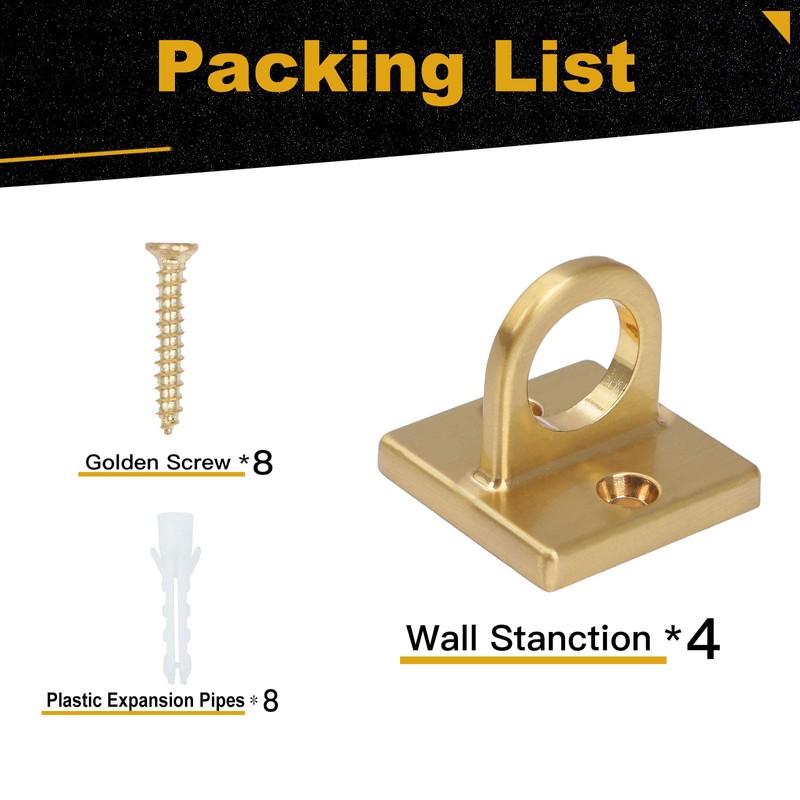 4Psc Wall Screw Mount Crowd Control Stanchions Gold and Silver