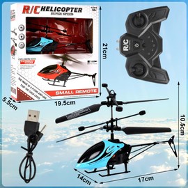 Remote Control Helicopter Kids, RC Helicopters with LED, Helicopters for Boys, One Key Take Off Landing, Aircraft Flying Toy, Stable Flight for Kids Adults Beginners, Blue