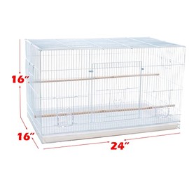 Aviary Canary Finch Budgie Lovebird Parakeet Breeding Breeder Bird Finches Parakeet Finch Flight Cage, 24"x16"x16"H (White, Without Divider)