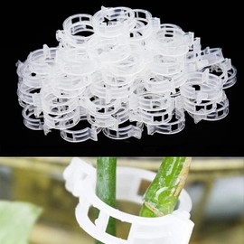 SSKHE Pack of 100 Plant Clips, Plant Clips, Climbing Aid Plants, Plant Clips, Tomato Clips, Plastic Tomato Clips, Plant Clips, Flower Clips for Vegetables, Tomato, Plant Attachment (White)