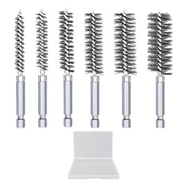 6 Pieces Stainless Steel Wire Brushes and 1 Piece Transparent Storage Box, Wire Brush Set, Cleaning Tools, Pipe Cleaning Brush, Stainless Steel Mini Brush, Stainless Steel Rust Removal Brush
