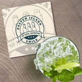 Unbranded Easter Island Chile Grunge Travel 4'' X 4'' Square Wooden Coaster