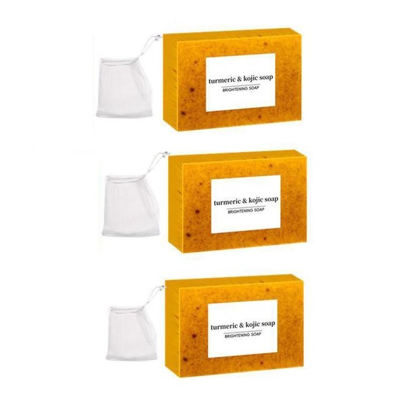 JAYSUING 3PCS Turmeric & Kojic Acid Brightening Soap, Kojic Acid