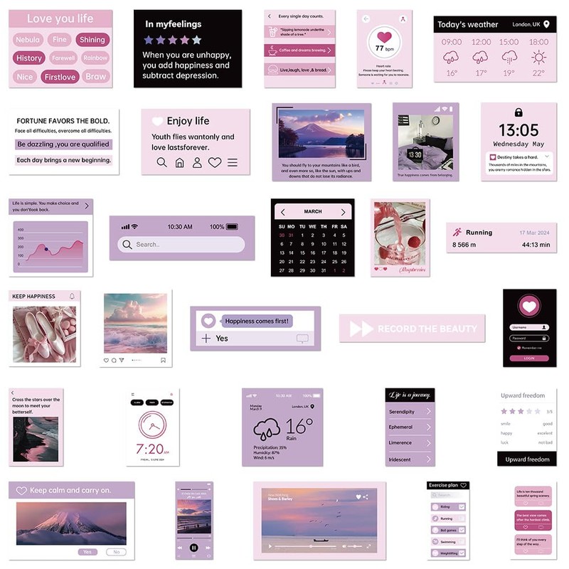 120Pcs Pink Ballet Aesthetic Stickers with Positive Affirmation Quotes