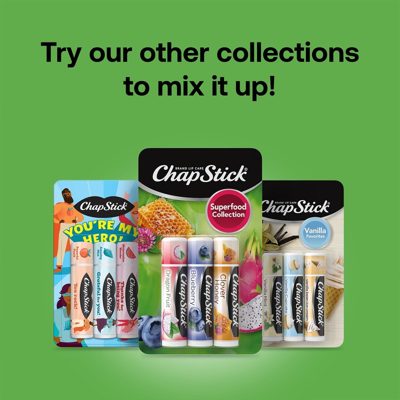 ChapStick Lip Balm, Superfood Collection 3-Pack – Dragon Fruit, Blueberry