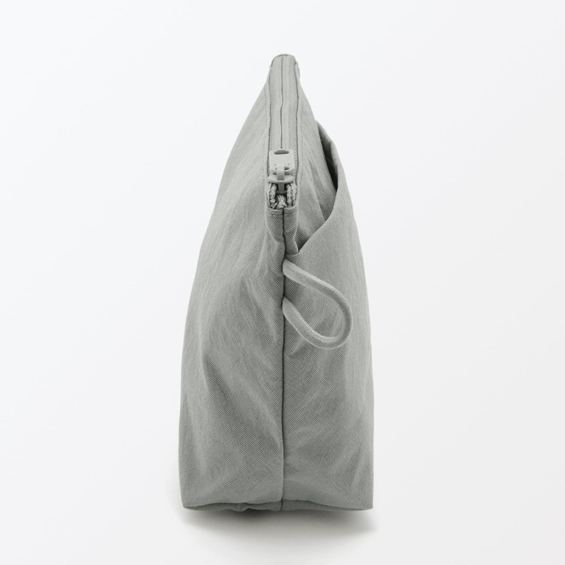 MUJI 84475658 Wrinkle Nylon Pouch with Gusset, Gray, S, Approx.