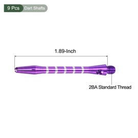 YOKIVE 9 Pcs Dart Shafts, Indoor Outdoor Aluminum Medium 2BA Thread Dart Stems Replacement Dart Accessories | Home, Club, Camping (Purple 48mm)