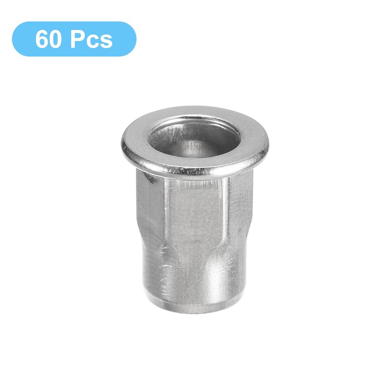 uxcell M6 Half Hex Body Rivet Nuts, 60pcs 304 Stainless