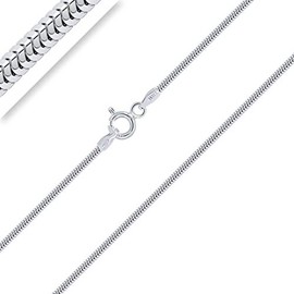 PLANETYS - Light Snake Chain 925 Sterling Silver Rhodium-Plated Chain - Necklace - 1.2 mm Wide Various Lengths: 40-45-50-55-60-65-70 cm, Lead
