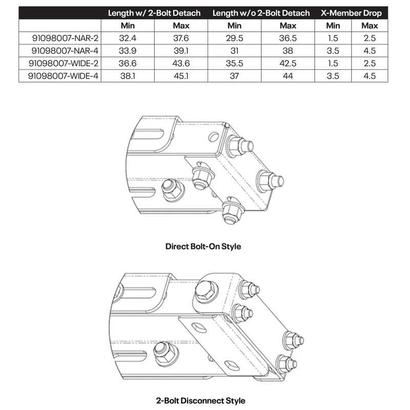 TorqLink™ Universal Adjustable Trans Crossmember, 2"/Wide