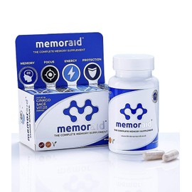Memoraid Brain Supplement | Vegan | 60 Caps, 15 Ingredient Nootropic, Ginkgo Biloba, Blueberry Extract, Ginseng, Sage with Brain Vitamins, Vitamin D, Vitamin B Complex, Vitamin B12, Vitamin E,Selenium