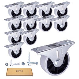 SKIR'CO 12 x 40mm Rubber Castors Furniture Castors Fixed Non Swivel Metal Frame Load 45kg Screws Included