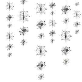 Snowflake Party Streamer Decoration Hanging Winter Snowflake Party Streamer Banner for Kids First Birthday Birthday Wedding Baby Bridal Shower Wedding Decor (Sliver)