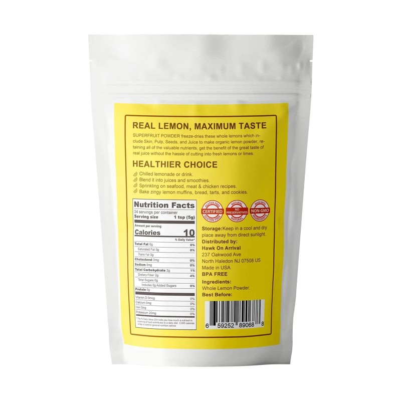 ORGFUN Original Lemon Powder Freeze-Dried for Beverages and Baking 7.06