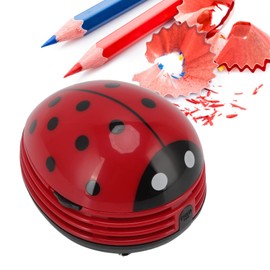 TOPINCN Mini-Krümel-Staubsauger, Tragbarer Desktop-Kehrer, Kabelloser Tisch-Krümel-Kehrer, Cartoon-Schreibtisch-Staubreiniger, Staubsauger, Papierfetzen-Kehrmaschine (roter Marienkäfer)