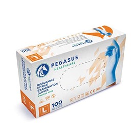 Pegasus Healthcare Pack of 100 Disposable Nitrile Examination Gloves | Latex and Powder Free | Sizes L | Suitable for Medical Clinics, Hospitals, Dentists, Laboratory Use, IT use Etc (Large)