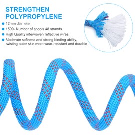 Outdoor Climbing Rope 10MM Diameter 10M(32ft) 20M(64ft) Static Rock Climbing Rope,Tree Climbing Rappelling Rope,Escape Nylon Rope,Ice Climbing Equipment Fire Rescue Parachute Rope with 2 Steel Hooks