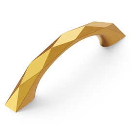 Hickory Hardware 1 Pack Solid Core Kitchen Cabinet Pulls, Luxury Cabinet Handles, Hardware for Doors & Dresser Drawers, 3 Inch Hole Center, Brushed Golden Brass, Karat Collection