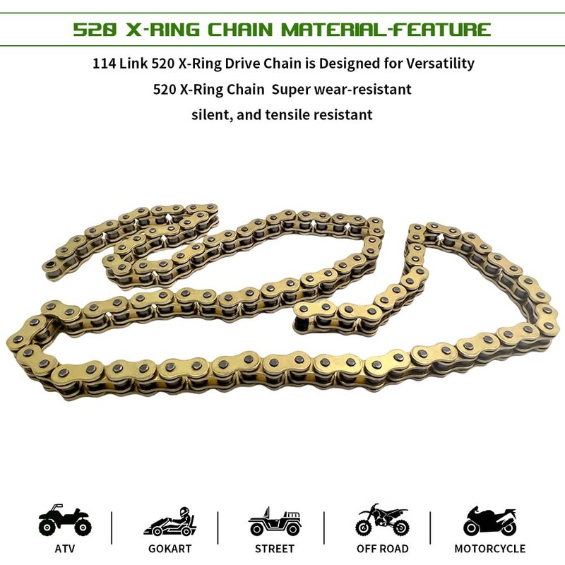 Gold 520 X-Ring Chain 114 Links - UniversalEnhanced Durability &