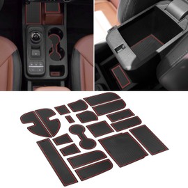 SENSHINE Cup Holder Insert for Ford Maverick Accessories 2022 2023 2024 2025 Center Console Liner Trim Door Packet Mats Non-Slip Anti Dust Cup Holder Liners Premium Custom Interior 19PCs Set (Red)