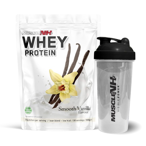 MuscleNh2 Whey Protein Powder 900g Vanilla, Whey Protein Concentrate for