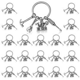 MEDIHOOL 20PCS Tools Keychain, Toolbox Pendant Keychain with Wrench Hammer Screwdriver Charm Gift for Dad & Handymen DIY Enthusiasts