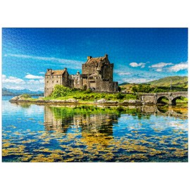 MyPuzzle Eilean Donan Castle On A Warm Summer Day - Dornie, Scotland - Premium 1000 Piece Jigsaw Puzzle for Adults