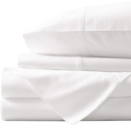 100% Cotton King Size Sheets Set - 1000 Thread Count Sheets, Luxury Sheets Set (4Pc), High Thread Count Sheets vs Egyptian Cotton Sheets, 15" Elasticized Deep Pocket, White Hotel Sheets