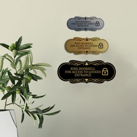 Signs ByLITA Designer Ring Doorbell for Access to Locked Entrance Sign (Black) - Small