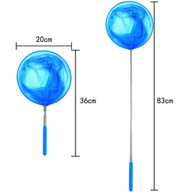 Retractable Butterfly Net, 2PCS Kids Anti Slip Grip Telescopic Butterfly Net Fishing Nets for Outdoor Playing (Red & Blue)