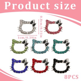 HQRKOTM Pack of 8 Kitty Nail Charms, Glitter Stones Nails for Nails Nail Gemstones Jewellery