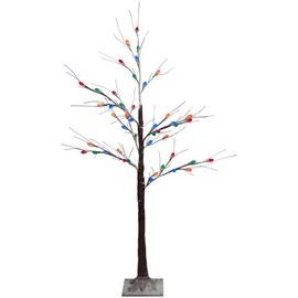 Northlight - 4' LED Lighted Frosted Brown Christmas Twig Tree - Multi-Color Lights