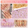 350 Pcs Gold Nail Charms and Gems, 10 Styles 3D