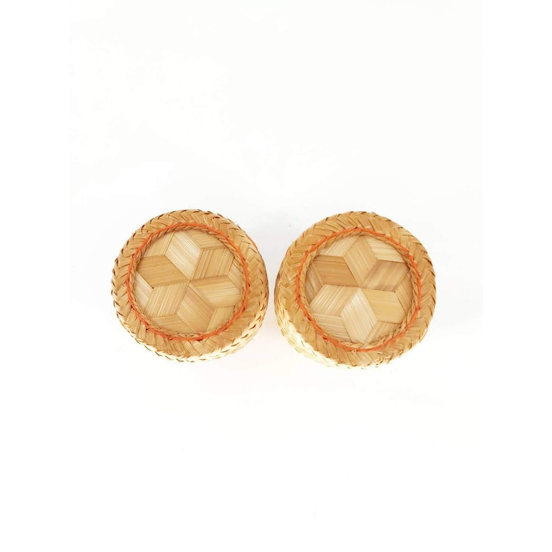 2 Sets of Mini Basket Size 8x8x11 cm. Handwoven Handmade