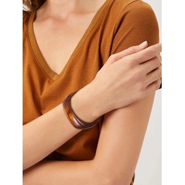 Long tiantian Acrylic Bangle Bracelet Chunky Bracelet for Women Colorful Irregular Resin Wristbands Retro Wide Geometric Plastic Bracelet for Women(coffee)