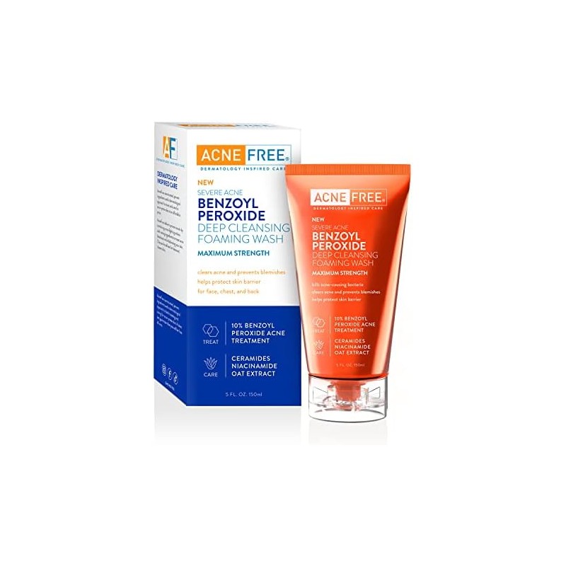 AcneFree Severe Acne 10% Benzoyl Peroxide Foaming Cleansing Wash, 5