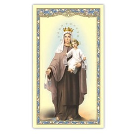 Our Lady of Mt. Carmel Holy Cards, Catholic Church Handouts, Cardstock Material, 2 ⅜ x 4 ⅛ Inches (Pack of 100)