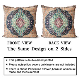 Snylcce Boho Throw Pillow Covers Set of 2 - Burlywood Antique & Vintage Design, Double-Sided Pattern - Soft Cushion Covers for Garden Couch, Sofa, Bed - Decorative 18x18 Inch Pillowcases