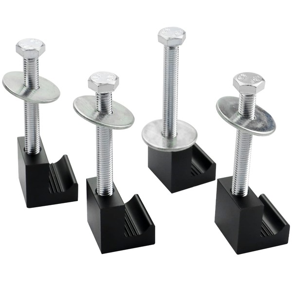 J Hook Crossover Tool Box Mounting Clamps for Pickup Truck Tool Box Mount Tie Downs (4 PCS, Blcak)